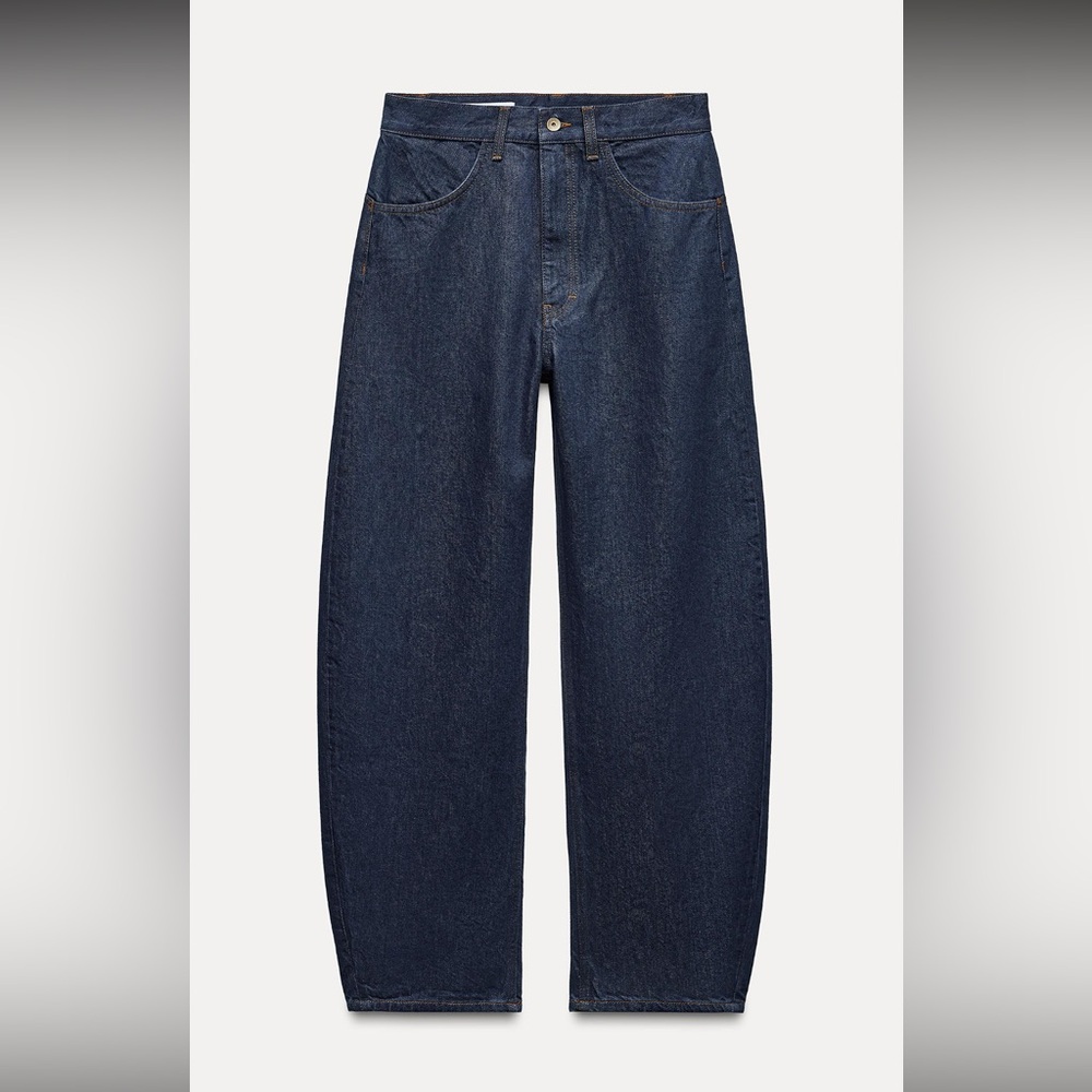 ZARA TRF Balloon Leg Jeans – Dark Wash – High Rise – NWT